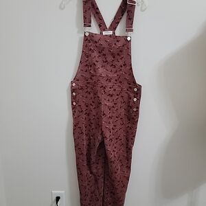Storia Jumpsuit Size S  Bordo With Flowers  Corduroy Cotton Blend